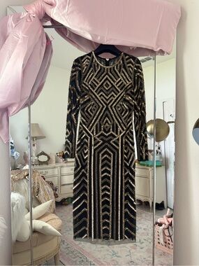 Gianni Bini Gold and black embellished dress